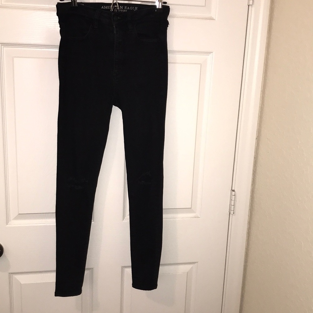 Super hi-rise washed black jeans